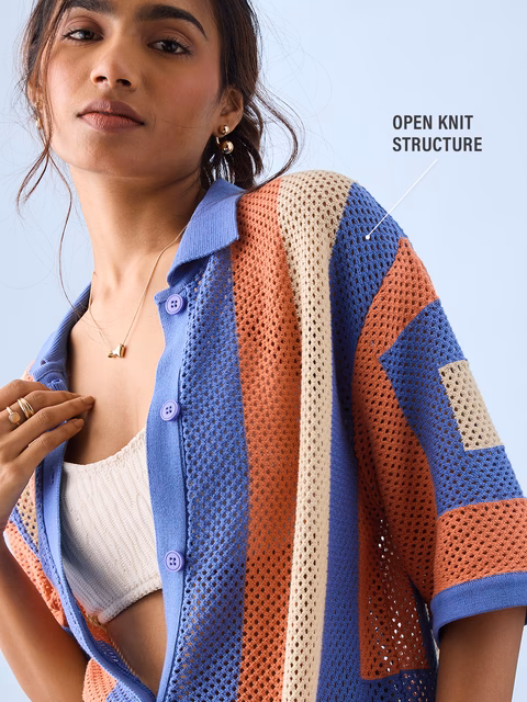 Open Knit Shirt: Carnelian - Image 2