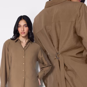 Back Tie Up Shirt: Ermine