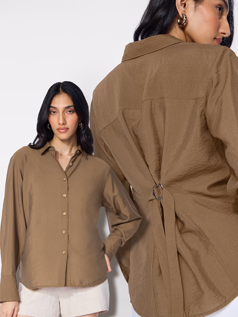 Back Tie Up Shirt: Ermine