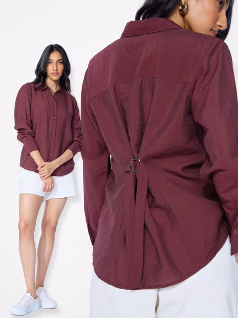 Back Tie Up Shirt: Ermine - Image 2
