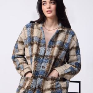 Plaid Teddy Shacket: Brown