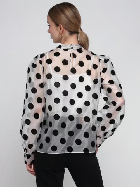 Cover Story Multi Organza Polka Dots Regular Fit Top - Image 2