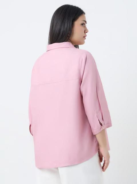 Gia by Westside Pink Solid Blouse - Image 2