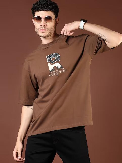 Men front & back print round neck regular fit t-shirt