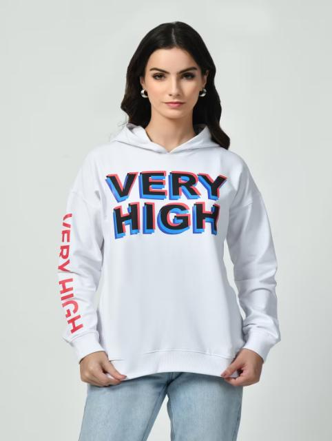Women white typography sweatshirt