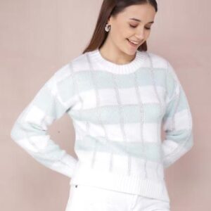 Women checkered long sleeves pullover