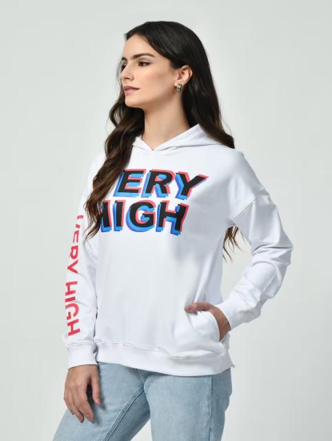 Women white typography sweatshirt - Image 2