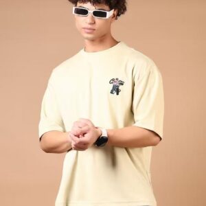 Men back print short sleeve loose fit t-shirt