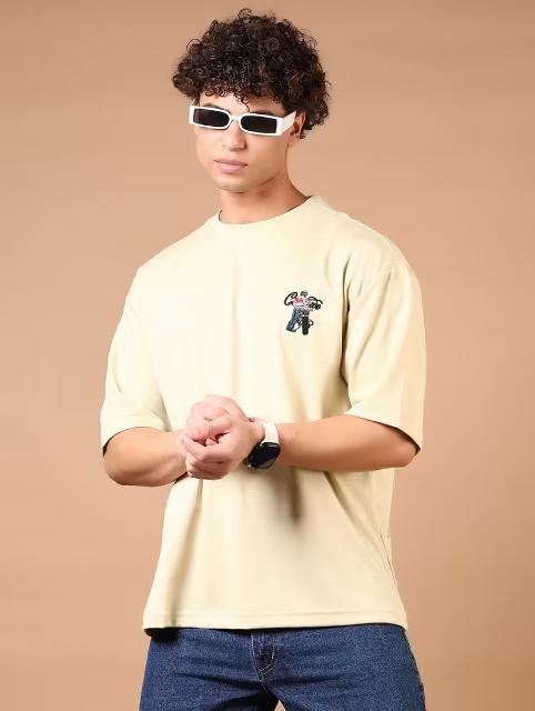 Men back print short sleeve loose fit t-shirt